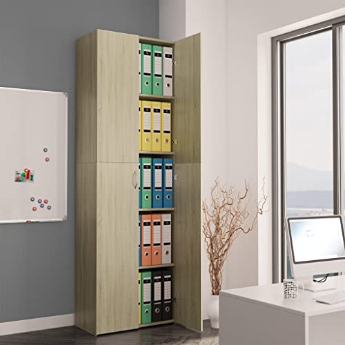 Myheimly Aktenschrank, Büroschrank mit Stauraum, Lagerschrank für Büro, Schrank Büromöbel Aufbewahrungsschrank, Holzwerkstoff Aktenschrank Sonoma Eiche,60 x 32 x 190 cm von Myheimly