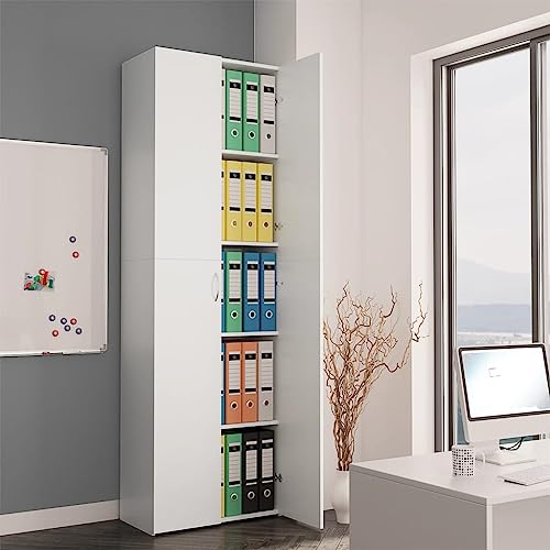 Myheimly Aktenschrank, Büroschrank mit Stauraum, Lagerschrank für Büro, Schrank Büromöbel Aufbewahrungsschrank, Holzwerkstoff Aktenschrank Weiß,60 x 32 x 190 cm von Myheimly