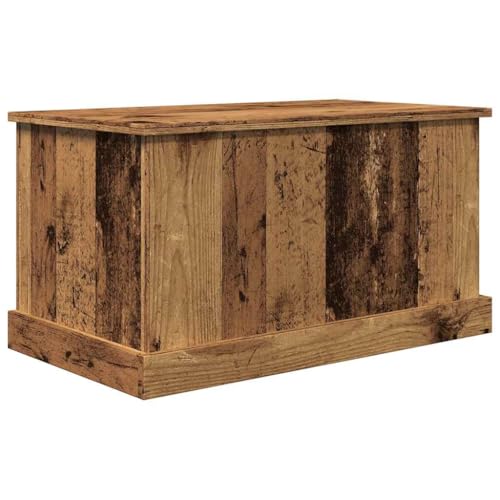 Myheimly AufbewahrungsTruhe Aufbewahrungsbox mit Deckel, Auflagenbox Kiste mit Stauraum, Kissenbox Werkzeugkasten Spielzeugtruhe Altholz-Optik 70x40x38 cm Holzwerkstoff von Myheimly