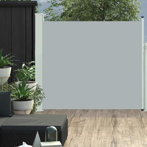 Myheimly Ausziehbare Seitenmarkise Sonnenschutz Sichtschutz Windschutz Seitenrollo Markise Seitenwandmarkise Balkon Garten Terrasse 100x300 cm Grau von Myheimly