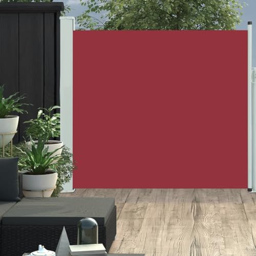 Myheimly Ausziehbare Seitenmarkise Sonnenschutz Sichtschutz Windschutz Seitenrollo Markise Seitenwandmarkise Balkon Garten Terrasse 170×300 cm Rot von Myheimly
