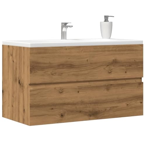 Myheimly Bad-Hängeschrank Waschbeckenunterschrank Waschtisch Unterschrank Badmöbel Badschrank Badezimmerschrank Badezimmer Artisan-Eiche 80x38,5x45 cm Holzwerkstoff von Myheimly