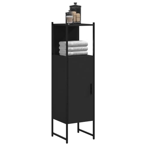 Myheimly Badschrank, Badezimmerschrank mit Stauraum, Midischrank Schrank für Badezimmer, Badmöbel,33x33x120,5cm Schwarz von Myheimly