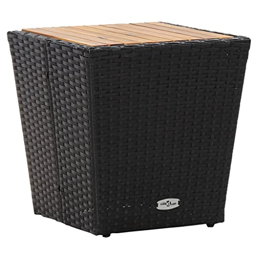 Myheimly Beistelltisch Schwarz 41,5×41,5×43 cm Poly Rattan & Massivholz von Myheimly