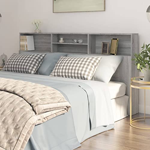 Myheimly Bett Kopfteil mit Ablagen Wand Kopfteil Bücherregal Grau Sonoma, 200 x 19 x 103.5 cm von Myheimly