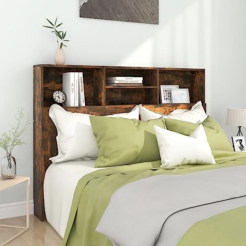 Myheimly Bett Kopfteil mit Ablagen Wand Kopfteil Bücherregal Betthaupt Schlafzimmer Räuchereiche, 140 x 19 x 103.5 cm Myheimly Bett Kopfteil mit Ablagen Wand Kopfteil Bücherregal Betthaupt Schlafzimmer Räuchereiche, 140 x 19 x 103.5 cm von Myheimly