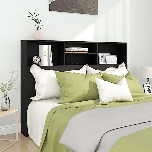 Myheimly Bett Kopfteil mit Ablagen Wand Kopfteil Bücherregal Betthaupt Bettkopfteil Schlafzimmer Schwarz, 140 x 19 x 103.5 cm Myheimly Bett Kopfteil mit Ablagen Wand Kopfteil Bücherregal Betthaupt Bettkopfteil Schlafzimmer Schwarz, 140 x 19 x 103.5 cm von Myheimly