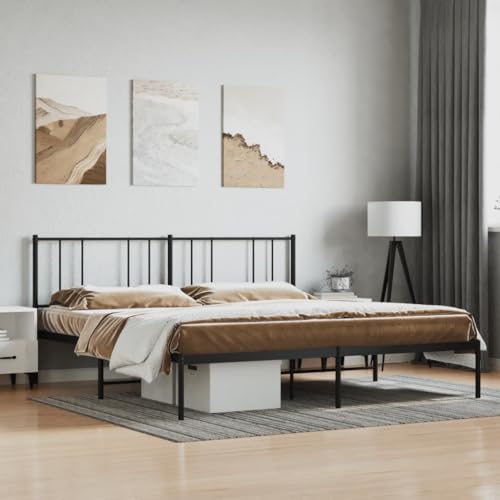 Myheimly Bettgestell, Bettrahmen mit Kopfteil Fußteil, Metallbett Bett mit Lattenrost, Doppelbett Gästebett Schlafzimmer, Metall Schwarz,mit Kopfteil,200 x 200 cm Myheimly Bettgestell, Bettrahmen mit Kopfteil Fußteil, Metallbett Bett mit Lattenrost, Doppelbett Gästebett Schlafzimmer, Metall Schwarz,mit Kopfteil,200 x 200 cm von Myheimly