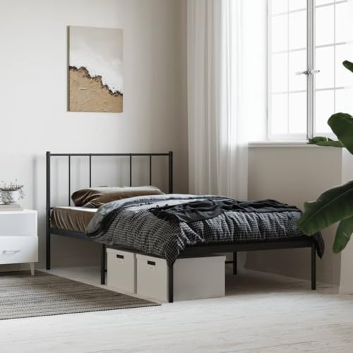 Myheimly Bettgestell, Bettrahmen mit Kopfteil Fußteil, Metallbett Bett mit Lattenrost, Doppelbett Gästebett Schlafzimmer, Metall Schwarz,mit Kopfteil,75 x 190 cm Myheimly Bettgestell, Bettrahmen mit Kopfteil Fußteil, Metallbett Bett mit Lattenrost, Doppelbett Gästebett Schlafzimmer, Metall Schwarz,mit Kopfteil,75 x 190 cm von Myheimly