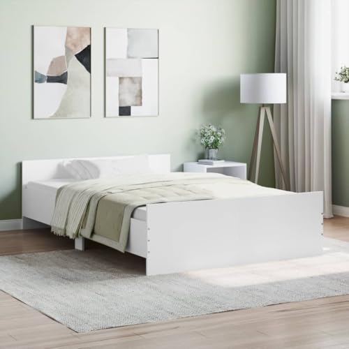 Myheimly Bettgestell, Bettrahmen mit Lattenrost, Bett Gästebett mit Kopfteil Fußteil, Schlafzimmerbett Weiß,120 x 200 cm Myheimly Bettgestell, Bettrahmen mit Lattenrost, Bett Gästebett mit Kopfteil Fußteil, Schlafzimmerbett Weiß,120 x 200 cm von Myheimly