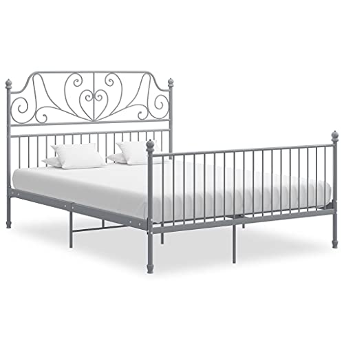 Myheimly Bettgestell Metallbett Schlafzimmer Bett Doppelbett Schlafzimmermöbel Bettrahmen Lattenrost Pulverbeschichtetes Metall Bettgestell Grau,160 x 200 cm Myheimly Bettgestell Metallbett Schlafzimmer Bett Doppelbett Schlafzimmermöbel Bettrahmen Lattenrost Pulverbeschichtetes Metall Bettgestell Grau,160 x 200 cm von Myheimly