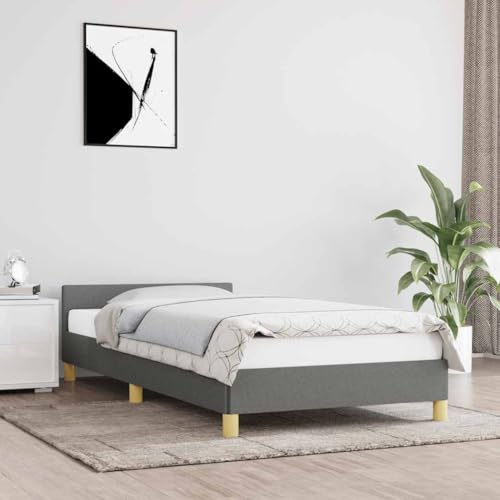 Myheimly Bettgestell mit Kopfteil, Bettrahmen mit Lattenrost, Bett Polsterbett mit Stützbeinen, Schlafzimmerbett,Stoff Dunkelgrau,90 x 190 cm Myheimly Bettgestell mit Kopfteil, Bettrahmen mit Lattenrost, Bett Polsterbett mit Stützbeinen, Schlafzimmerbett,Stoff Dunkelgrau,90 x 190 cm von Myheimly