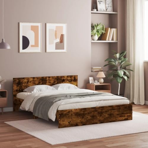 Myheimly Bettgestell mit Kopfteil Räuchereiche 140x190 cm Myheimly Bettgestell mit Kopfteil Räuchereiche 140x190 cm von Myheimly