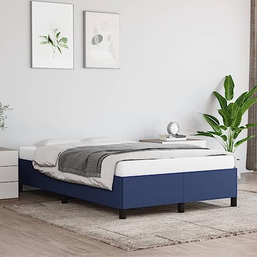 Myheimly Bettgestell ohne Matratze Polsterbett Bett für Schlafzimmer, Bettrahmen mit Lattenrost, Schlafzimmerbett Einzelbett Blau 120x190 cm Höhe 33.5cm Stoff Myheimly Bettgestell ohne Matratze Polsterbett Bett für Schlafzimmer, Bettrahmen mit Lattenrost, Schlafzimmerbett Einzelbett Blau 120x190 cm Höhe 33.5cm Stoff von Myheimly
