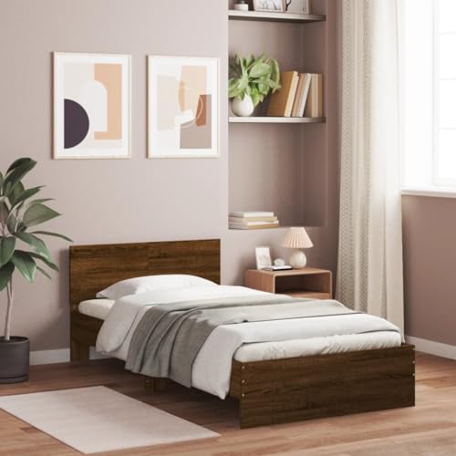Myheimly Bettgestell ohne Matratze mit Kopfteil Braun Eiche 100x200 cm Myheimly Bettgestell ohne Matratze mit Kopfteil Braun Eiche 100x200 cm von Myheimly