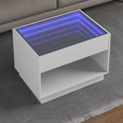 Myheimly Couchtisch, Beistelltisch mit Infinity-LED, Sofatisch Kaffeetisch für Wohnzimmer, Teetisch Wohnzimmertisch, Holzwerkstoff Glas Couchtisch Weiß,70 x 50 x 50 cm Myheimly Couchtisch, Beistelltisch mit Infinity-LED, Sofatisch Kaffeetisch für Wohnzimmer, Teetisch Wohnzimmertisch, Holzwerkstoff Glas Couchtisch Weiß,70 x 50 x 50 cm von Myheimly