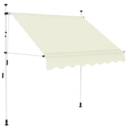 Myheimly Einziehbare Balkonmarkise Klemmmarkise Sonnenschutz Garten Markise Handbetrieben 200 cm Cremeweiß von Myheimly