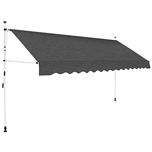 Myheimly Einziehbare Balkonmarkise Klemmmarkise Sonnenschutz Garten Markise Handbetrieben 350 cm Anthrazit von Myheimly
