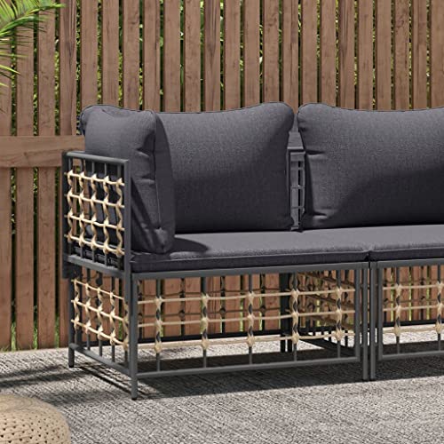 Myheimly Garten-Ecksofa mit Dunkelgrauen Kissen Poly Rattan von Myheimly