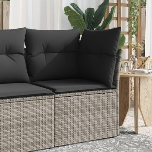 Myheimly Garten-Ecksofa mit Kissen Sofa mit Staufach unter Sitzfläche Poly Rattan Ecksofa Grau von Myheimly