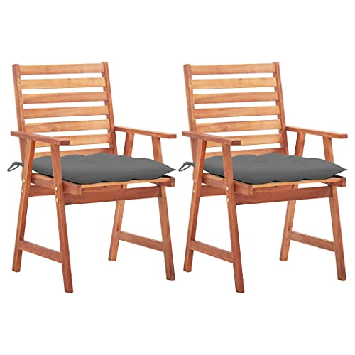 Myheimly Garten-Essstühle 2 STK. mit Kissen Massivholz Akazie von Myheimly