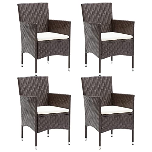 Myheimly Garten-Essstühle 4 STK. Poly-Rattan Braun von Myheimly