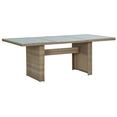 Myheimly Garten Esstisch Gartentisch Terrassentisch Balkontisch Gartenmöbel Tisch Rattantisch 200x100x74cm Poly Rattan Stahl Braun und Transparent von Myheimly