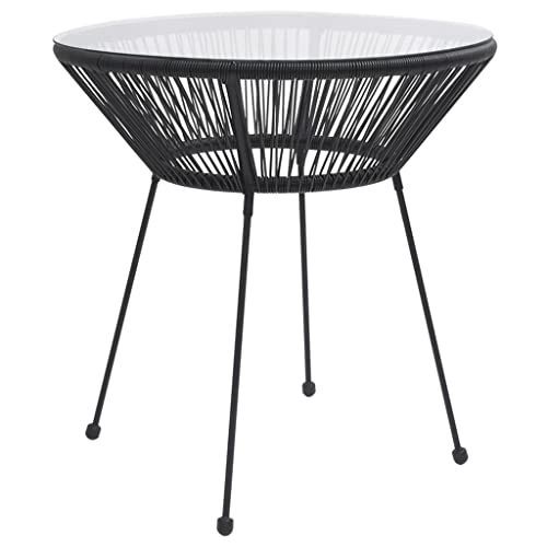 Myheimly Garten-Esstisch Schwarz Ø70x74 cm Rattan und Glas Myheimly Garten-Esstisch Schwarz Ø70x74 cm Rattan und Glas von Myheimly