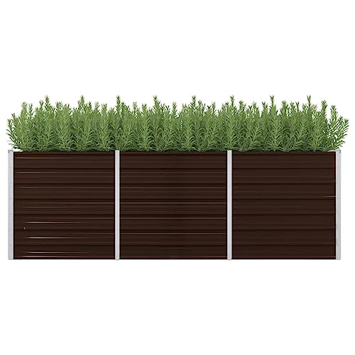 Myheimly Garten-Hochbeet Braun Blumenkasten Pflanzkasten Pflanzkübel Blumenkübel Pflanztopf Blumentopf Gemüsebeet Pflanzbeet 240 x 80 x 77 cm Verzinkter Stahl von Myheimly