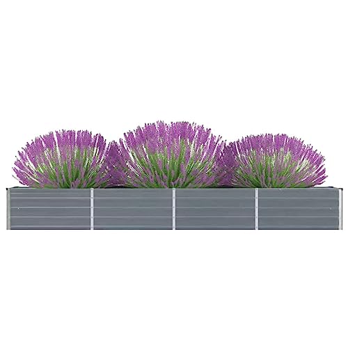 Myheimly Garten-Hochbeet Gartenbeet Pflanzbeet Frühbeet Verzinkter Stahl 320×40×45 cm Grau von Myheimly