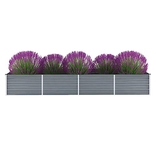 Myheimly Garten-Hochbeet Verzinkter Stahl Gartenbeet Pflanzbeet Frühbeet 320x80x45 cm Grau von Myheimly