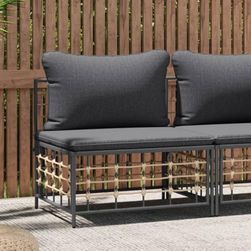 Myheimly Garten-Mittelsofa mit Dunkelgrauen Kissen Poly Rattan von Myheimly