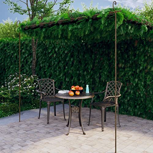 Myheimly Garten-Pergola Laube Gartenpergola Anlehn Pergola Markise Terrassenüberdachung Überdachung Rankhilfe Schmiedeeisen Antik-Braun 4x3x2,5 m Eisen von Myheimly
