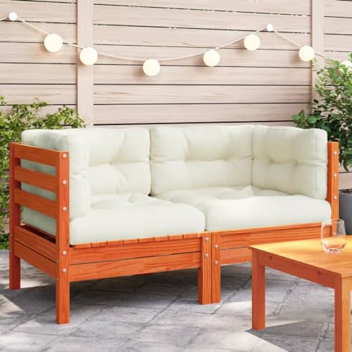 Myheimly Garten Sofa, Gartensofa,Gartencouch Modular,Sofa Couch Gartenmöbel Gartengarnitur, Garten-Sofa-Modul Braune Kiefer,Ecksofa (2 STK.) von Myheimly