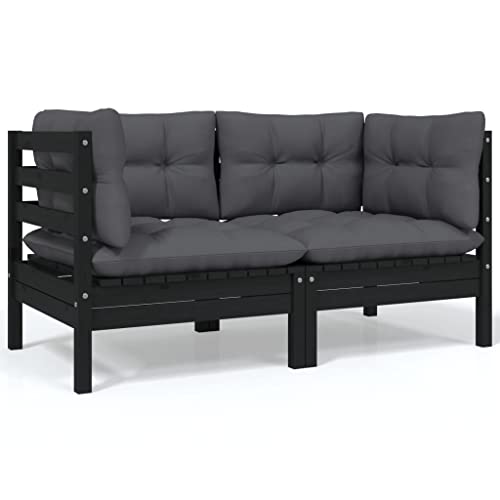 Myheimly Garten Sofa, Gartensofa,Gartencouch Modular,Sofa Couch Gartenmöbel Gartengarnitur, Garten-Sofa-Modul Schwarz,Ecksofa (2 STK.) von Myheimly