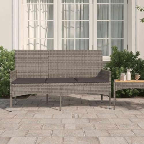 Myheimly Gartenbank, Sitzbank 3-Sitzer mit Kissen, Bank mit Armlehnen Rückenlehne, Parkbank Gartenmöbel Stahlrahmen,Grau Myheimly Gartenbank, Sitzbank 3-Sitzer mit Kissen, Bank mit Armlehnen Rückenlehne, Parkbank Gartenmöbel Stahlrahmen,Grau von Myheimly