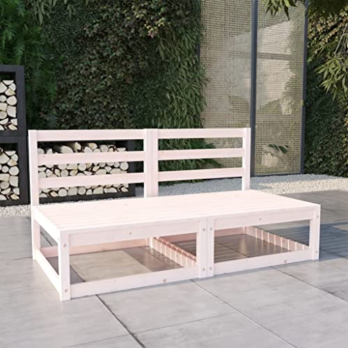 Myheimly Gartensofa 2-Sitzer Weiß Massivholz Kiefer Weiß von Myheimly