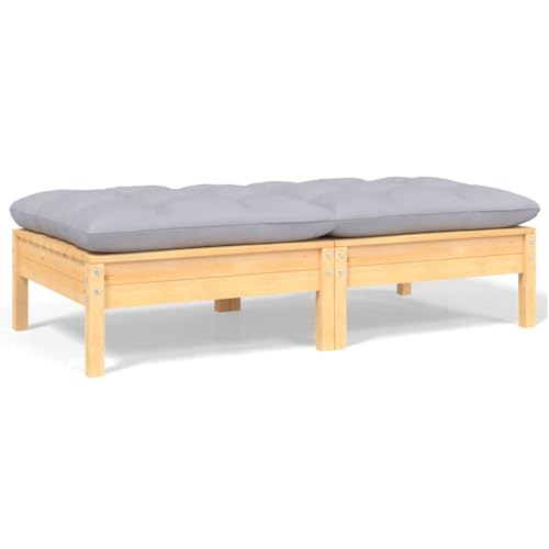 Myheimly Gartensofa 2-Sitzer mit Kissen in Grau Massivholz Kiefer von Myheimly