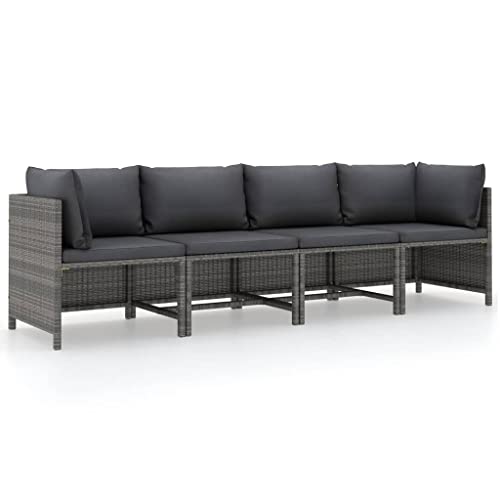 Myheimly Gartensofa 4-Sitzer mit Kissen Mittelsofa Ecksofa Sofa Lounge Gartenset Gartenmöbel Garten Garnitur Sitzgruppe Grau Poly Rattan,Grau,4-Sitzer Myheimly Gartensofa 4-Sitzer mit Kissen Mittelsofa Ecksofa Sofa Lounge Gartenset Gartenmöbel Garten Garnitur Sitzgruppe Grau Poly Rattan,Grau,4-Sitzer von Myheimly