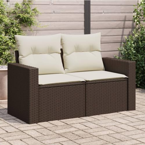 Myheimly Gartensofa mit Kissen 2-Sitzer Braun Poly Rattan ohne Stauraum Sofa für Garten Terrasse, Terrassensofa mit abnehmbarem waschbarem Bezug, Gartenmöbel Terrassenmöbel Myheimly Gartensofa mit Kissen 2-Sitzer Braun Poly Rattan ohne Stauraum Sofa für Garten Terrasse, Terrassensofa mit abnehmbarem waschbarem Bezug, Gartenmöbel Terrassenmöbel von Myheimly
