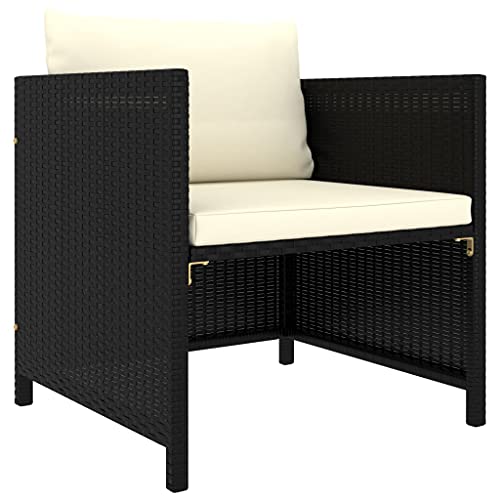 Myheimly Gartensofa mit Kissen Sofa Lounge Gartensessel Sessel Gartenmöbel Einzelsofa Gartenstuhl Garten Terrasse Schwarz Poly Rattan,Schwarz,Sessel von Myheimly