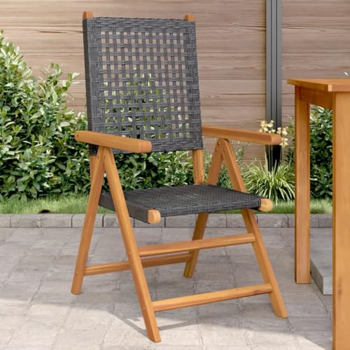 Myheimly Gartenstühle 2 STK. Schwarz Massivholz Akazie und Poly Rattan 2X 3033686de von Myheimly