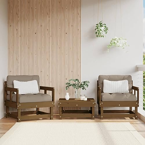 Myheimly Gartenstühle mit Kissen 2 STK. Honigbraun Massivholz Kiefer Honigbraune Kiefer Stuhl 3029105de von Myheimly