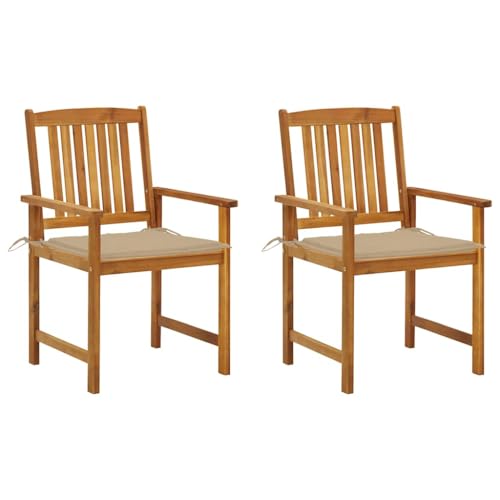 Myheimly Gartenstühle mit Kissen 2 STK. Massivholz Akazie 2X 3009265de Beige von Myheimly