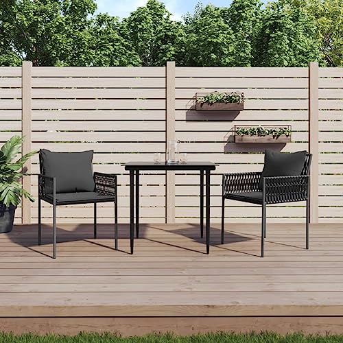 Myheimly Gartenstühle mit Kissen 2 STK. Schwarz 54x61x83 cm Poly Rattan von Myheimly