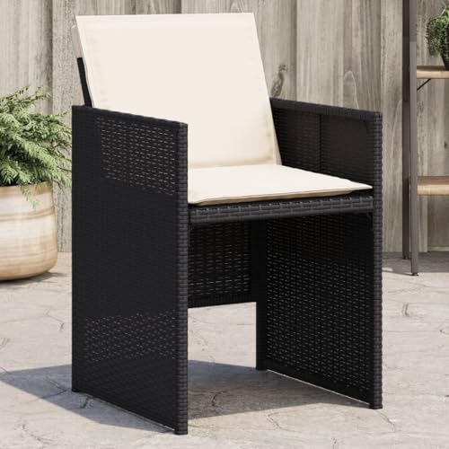 Myheimly Gartenstühle mit Kissen 4 STK. Schwarz Poly Rattan Gartenstuhl Balkonstuhl Outdoor-Stuhl 4007435 von Myheimly