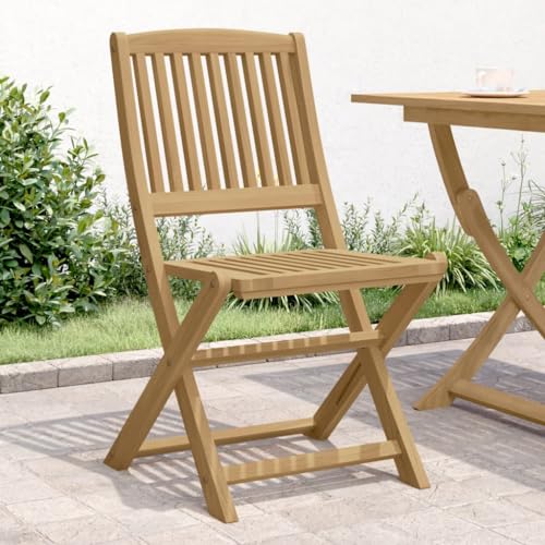 Myheimly Gartenstuhl 4 STK., Klappstuhl mit Latten-Design, Terrassenstuhl mit Rückenlehne, Gartenmöbel Balkonmöbel, Klappbar Massivholz Akazie,Hellbraun,Ohne Armlehnen,4 PZ von Myheimly