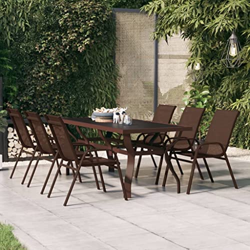 Myheimly Gartentisch Braun und Schwarz 180x80x70 cm Stahl und Glas von Myheimly