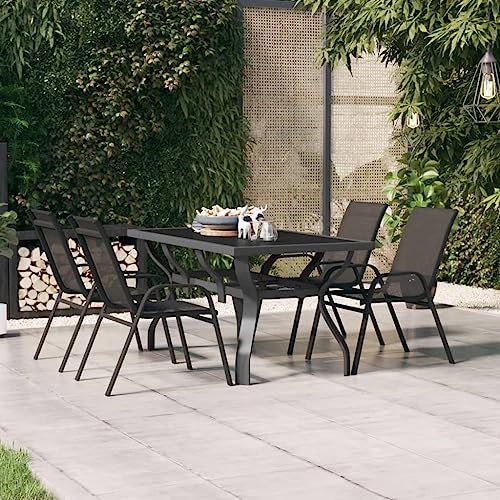 Myheimly Gartentisch Grau und Schwarz 140x70x70 cm Stahl und Glas von Myheimly