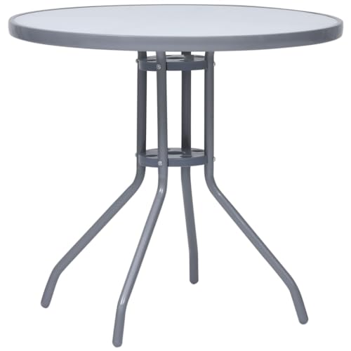 Myheimly Gartentisch Hellgrau 80 cm Stahl und Glas Myheimly Gartentisch Hellgrau 80 cm Stahl und Glas von Myheimly